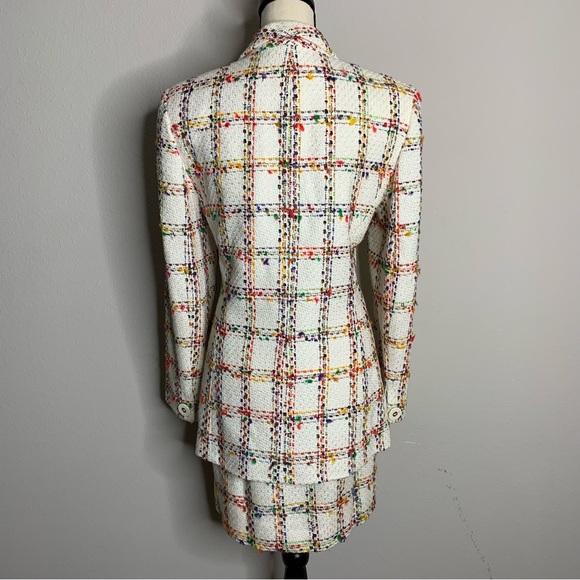 Doncaster Vintage Multicolor Tweed Plaid 2 Piece Skirt Suit Set - Picture 6 of 14